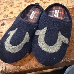 True Religion Kids Navy Slippers with Gray Logo